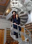 On the staircase at the Tennessee Capitol Building with Moe Bandy